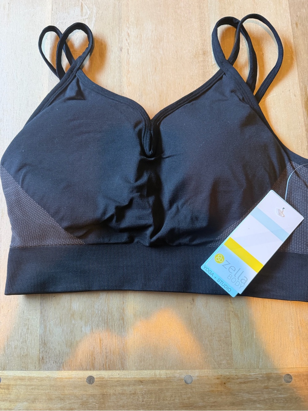NWT Zella Black Double-Strap Seamless Sports Bra Size XL